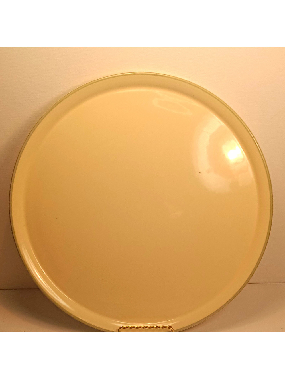 VTG Pfaltzgraff 12.75" Round Chop Plate Serving Platter Cream Olive Green Rim